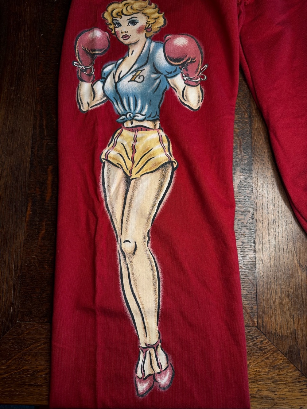 VTG Lucky Brand Y2K Knockout Pinup Wide Leg Sweatpants Red Size S RARE - Picture 4 of 8